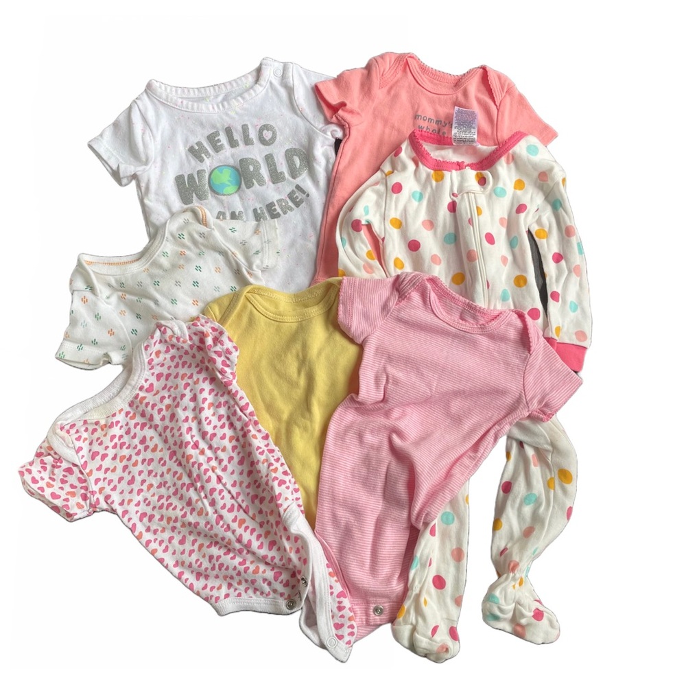 0-3 Month Baby Girl Lot Bundle Onesies Sleeper